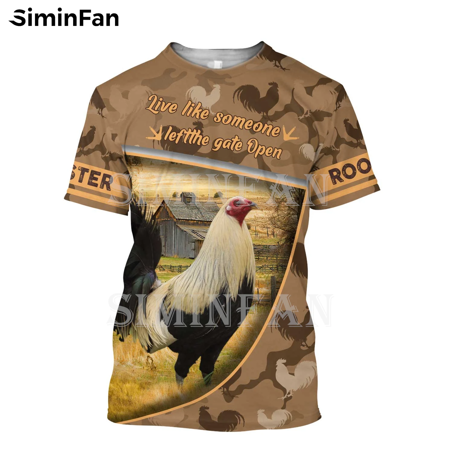 

Beautiful Farm Rooster Camo 3D Printed Men T-shirts Summer Harajuku Tees Top Casual Short Sleeve Shirt Unisex Women Streetwear 1