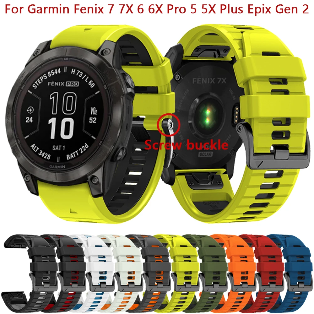 

26mm 22mm Band Strap For Garmin Fenix 7 7X 6 6X Pro 5 5X Plus 3 HR 955 Silicone Watchband Epix Gen 2 Quickfit Wristband Bracelet