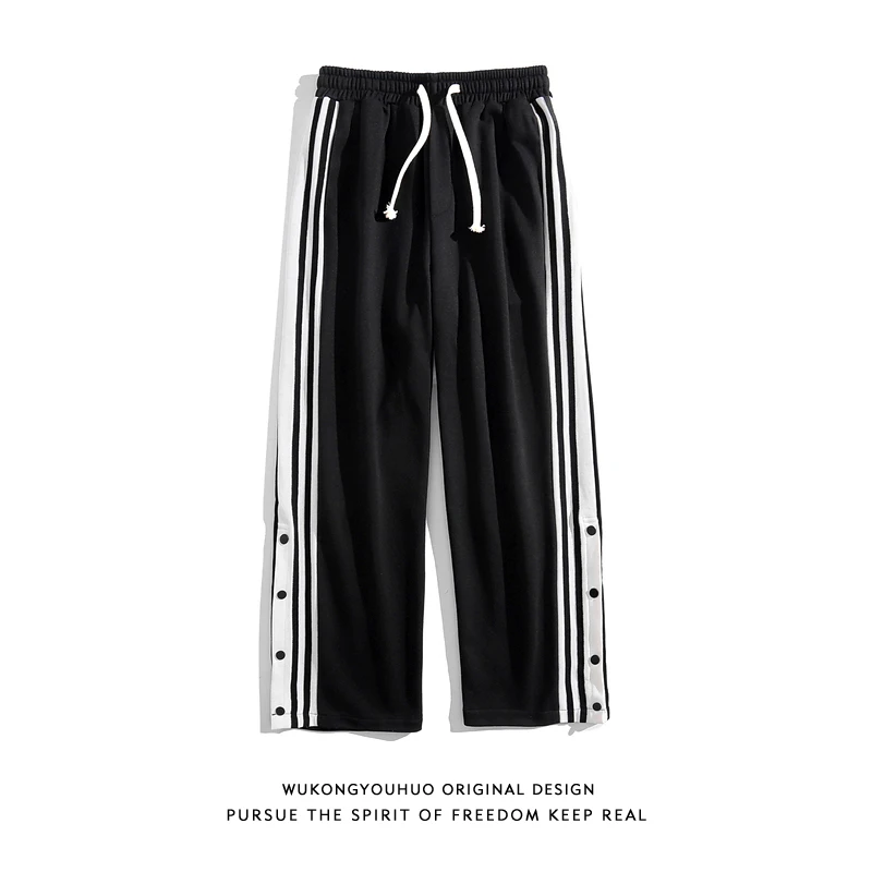 

Wukong Youhuo Gaojie Contrast Colored Spliced Casual Pants With Buckles