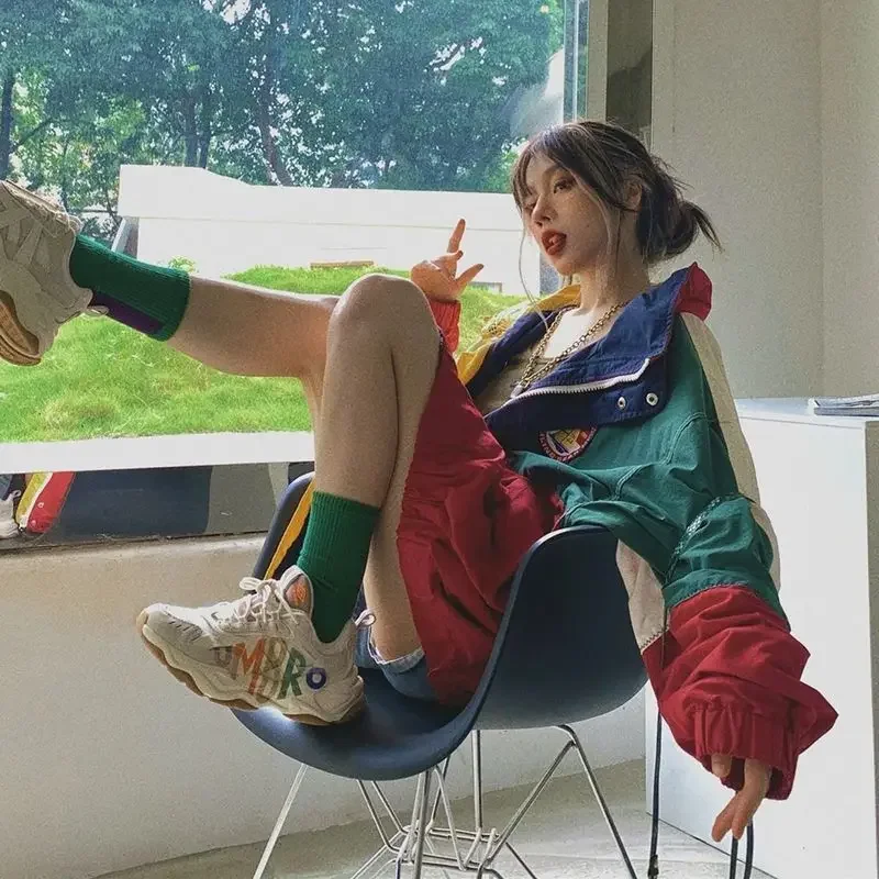 American Retro Jacket Female Spring Spring High Street Color Blocking Streetwear Loose Zipper Cardigan Coat Women's Clothing New
American Retro Jacket Female Spring Spring High Street Color Blocking Streetwear Loose Zipper Cardigan Coat Women's Clothing New