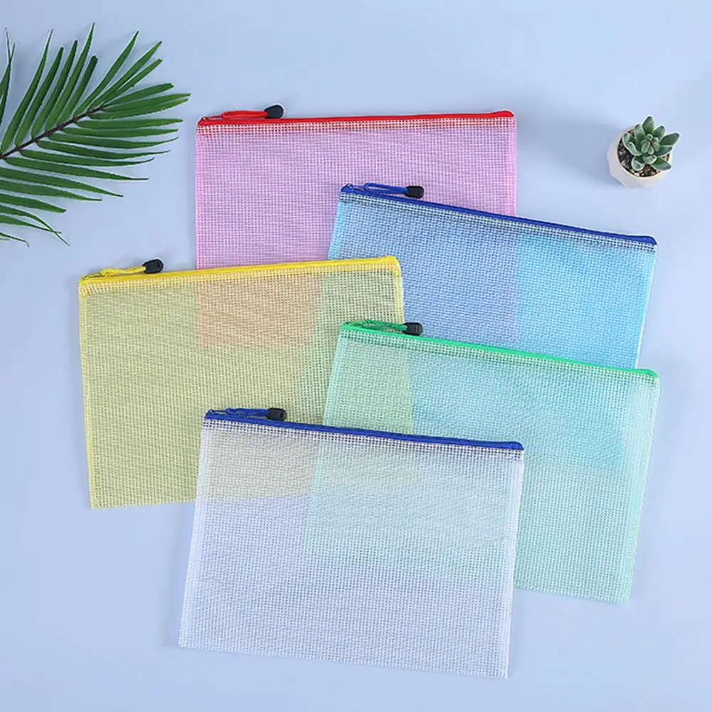 

Mesh Zipper Bag 10pcs Capacity Waterproof Mesh Zipper Pouches for Organizing Documents Files Transparent Storage Bags for Office