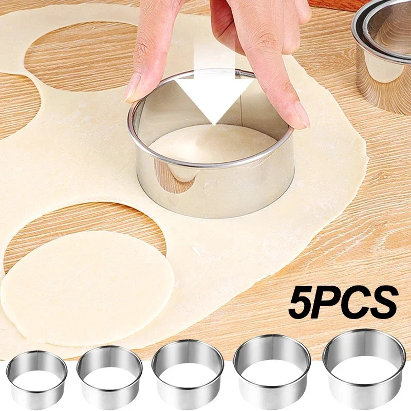 

5/1Pcs Round Cookie Cutter Mold Stainless Steel DIY Dumplings Skin Cutter Tools Baking Pastry Cake Biscuit Mould Kitchen Gadgets