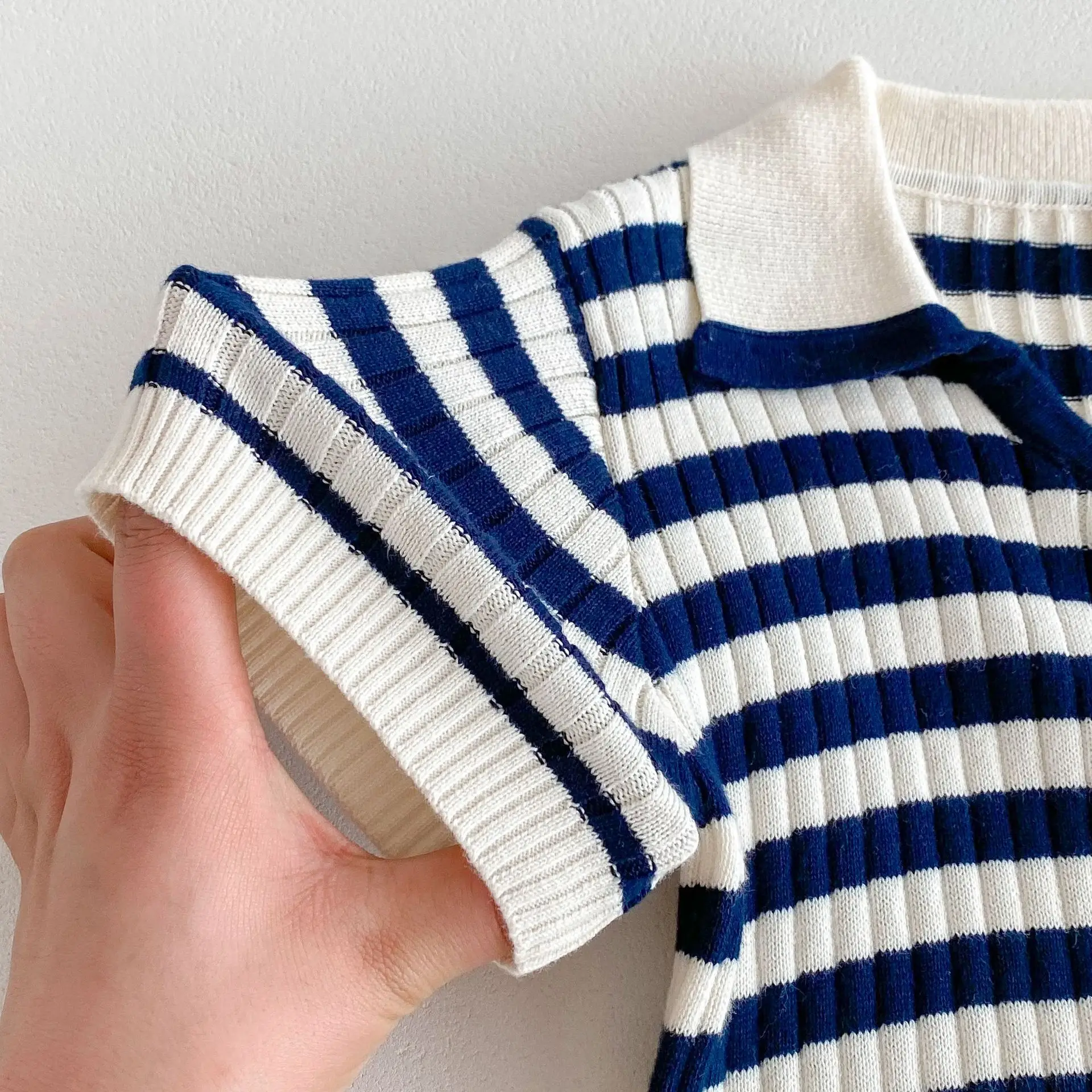 2025 Summer New Baby Short Sleeve Clothes Set Infant Striped Knit Tops + Shorts 2pcs Suit Infant Girl Casual T Shirts Outfits 20 S755491ddb32840cdabd3800f3d90faedM