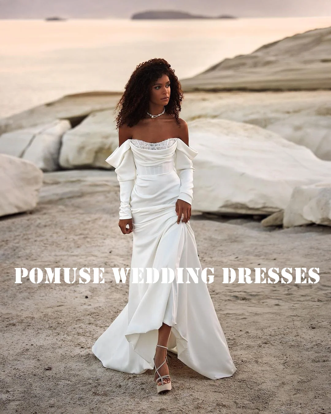 POMUSE Off the Shoulder Wedding Dresses Lace Long Sleeves Mermaid Sexy Wedding Bride Gown Custom Made Vestido De Novia for Women
POMUSE Off the Shoulder Wedding Dresses Lace Long Sleeves Mermaid Sexy Wedding Bride Gown Custom Made Vestido De Novia for Women