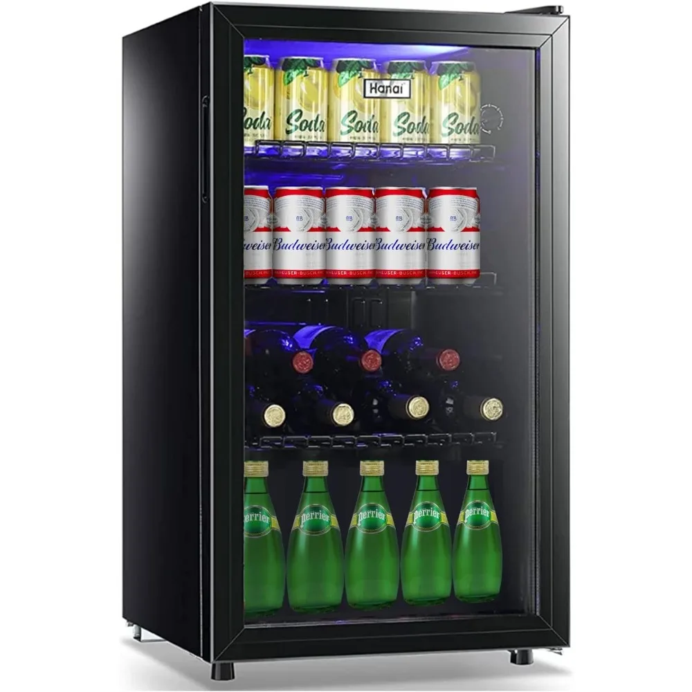 

Напитковые холодильники 120-маленький мини-холодильник для дома или бара со стеклянной дверью и регулируемыми съемными полками, 3,5 куб. Фута.