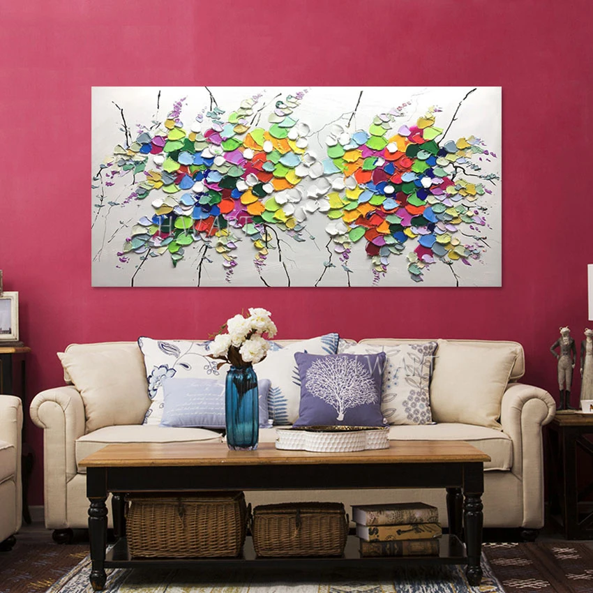 

Высококачественная Современная картина маслом на холсте Абстрактная текстурированная красочная Настенная картина без рамы для гостиной домашний декор
