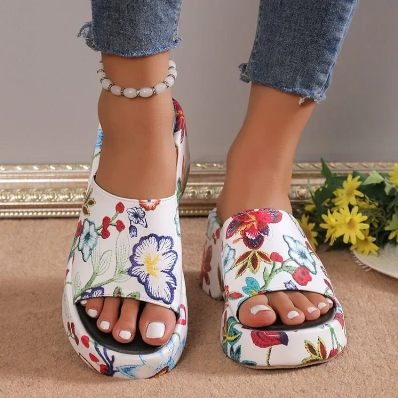 

Women's Beach Slippers 2023 Summer Fashion Bohemia Wedges Slippers for Women Platform High-heeled Slippers Women Casual Shoes