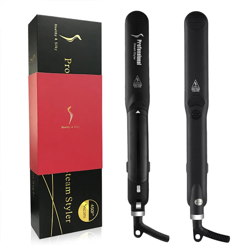 

Professional Ceramic Steam Hair Straightener Vapor Flat Iron 450℉ Fast Heat 2 in 1 Straightening Curling Iron