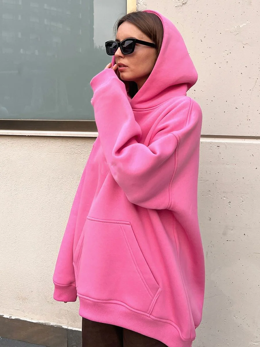 Combhasaki Women's American Retro Oversized Hooded Sweatshirt Pullovers Long Sleeve Solid Color Hoodie with One Kangaroo Pocket
Combhasaki Women's American Retro Oversized Hooded Sweatshirt Pullovers Long Sleeve Solid Color Hoodie with One Kangaroo Pocket