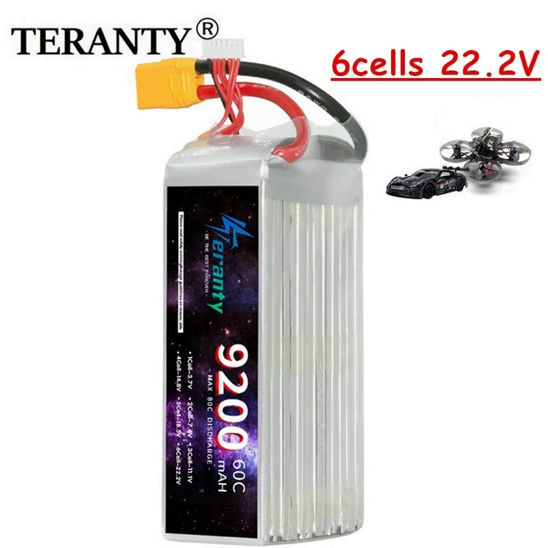 

TERANTY 22.2V Lipo Battery 6S 9200mAh 60C Battery For RC Drone Boat Truck Quadcopter Racing Car with XT60 DEANS T EC5 XT90 TRX