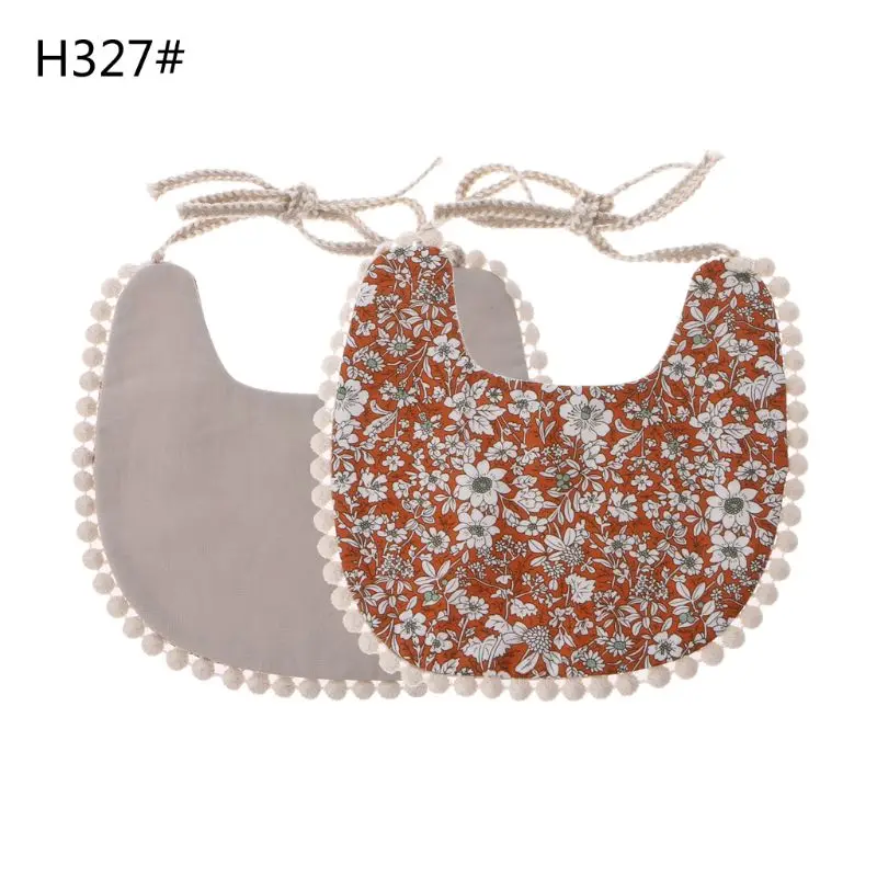 

Infant Sleeveless Bib Lace Trim Baby Stuff Children Accessories Feeding Floral Drawing Apron Adjustable Print Bibs G99C