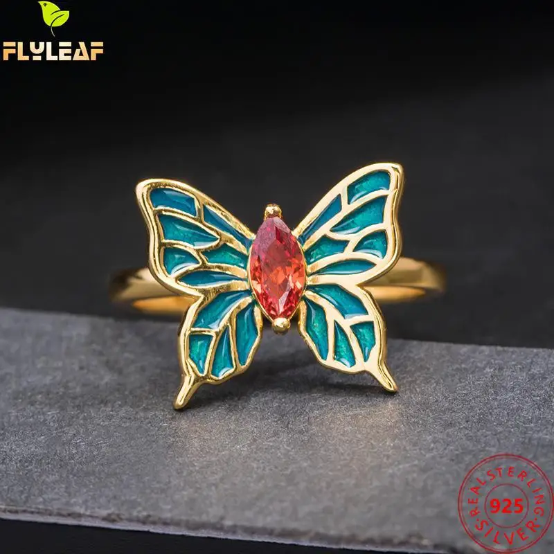 18k Gold Plating Blue Enamel Butterfly Open Rings For Women Real 925 Sterling Silver Red Zircon Ring Vintage Style Fine Jewelry
18k Gold Plating Blue Enamel Butterfly Open Rings For Women Real 925 Sterling Silver Red Zircon Ring Vintage Style Fine Jewelry