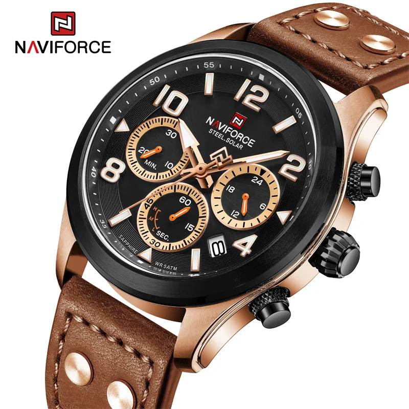 

NAVIFORCE Brand Original Men's Luxury Eco-Drive Watches Sapphire Stainless Steel 5ATM Waterproof Luminous Quartz Wristwatch 2023