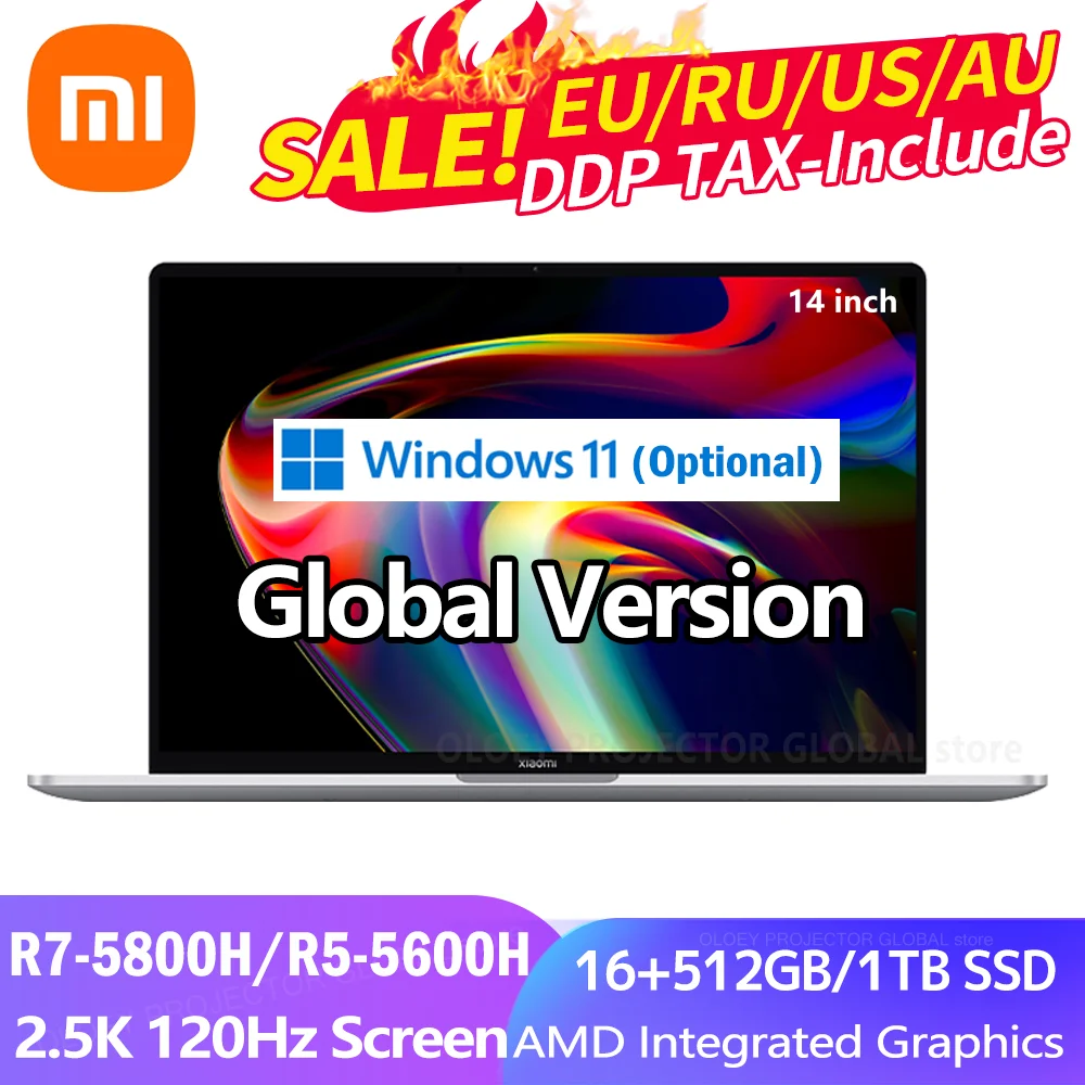 Ноутбук Xiaomi Mi Notebook Pro14 Ryzen AMD 7 5800H/R5 5600H 16 ГБ + 512 ГБ/ТБ PCle 2 5 K 120 Гц экран 14 дюймов |