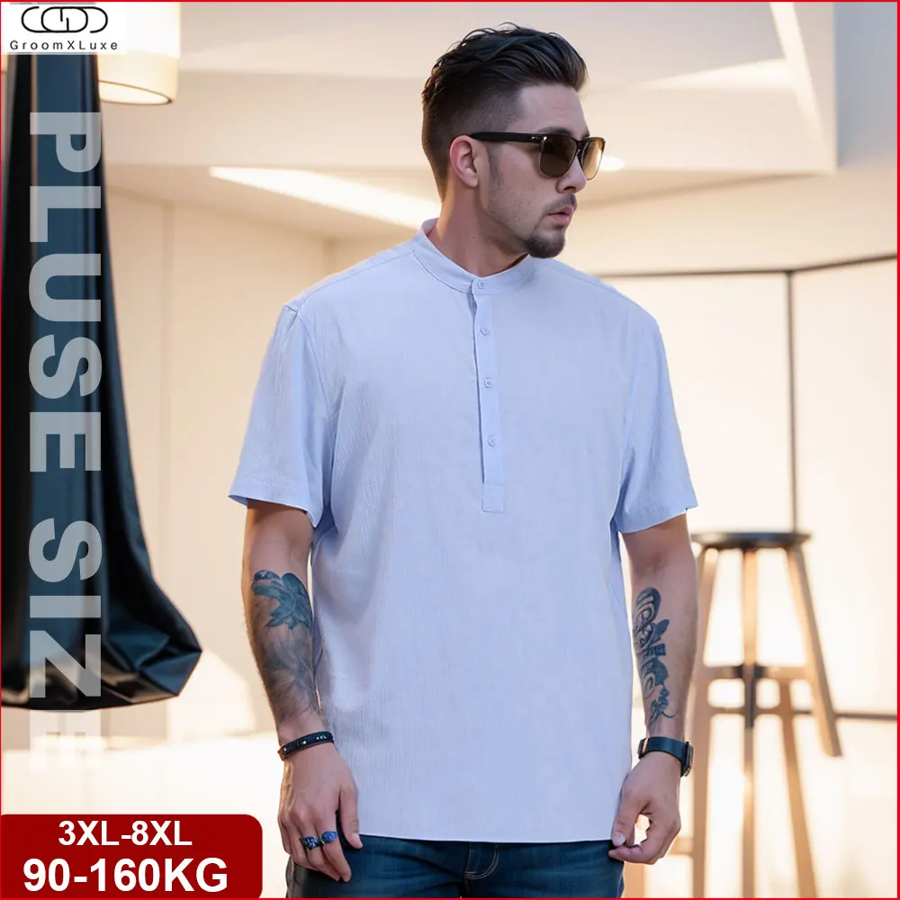 Oversized Men's Polo Shirts Casual Short Sleeve Solid Polo T Shirts Classic Collarless Golf Shirts Mens Minimalist Tops 90-120KG
Oversized Men's Polo Shirts Casual Short Sleeve Solid Polo T Shirts Classic Collarless Golf Shirts Mens Minimalist Tops 90-120KG