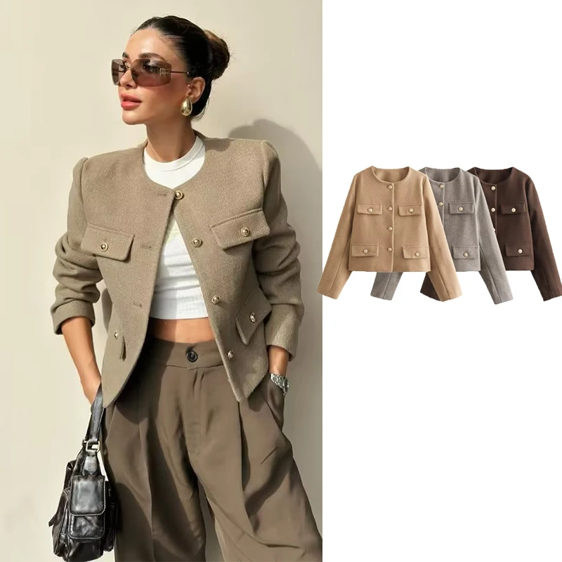 TRAF 2023 New Women's Blazer Cropped Texture Blazers for Women Autumn Long Sleeve Short Jacket Woman Streetwear Elegant Coat
TRAF 2023 New Women's Blazer Cropped Texture Blazers for Women Autumn Long Sleeve Short Jacket Woman Streetwear Elegant Coat