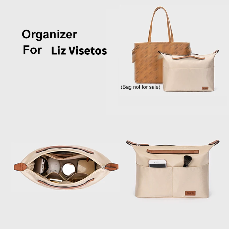 

Portable Insert Bag Organizer for MCM Liz Visetos Tote Women's Cosmetic Bag with Handle Travel Inner Purse Handbag Liner Shaper