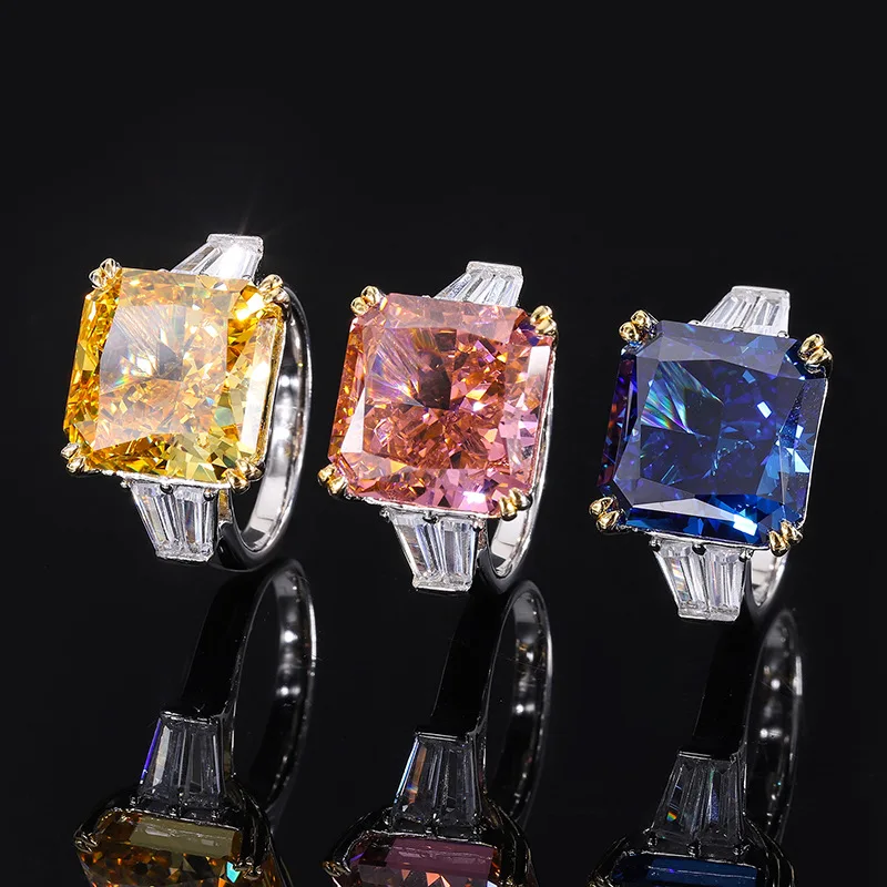 Sparkling Yellow Red Blue Square High Carbon Diamond Wedding Ring For Women S925 Sterling Silver Luxury Designer Jewelry Gift
Sparkling Yellow Red Blue Square High Carbon Diamond Wedding Ring For Women S925 Sterling Silver Luxury Designer Jewelry Gift