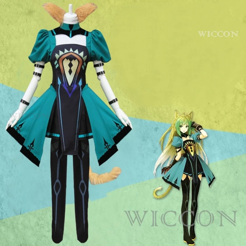 

Anime Game Fate/Apocrypha Grand Order Atalanta Cosplay Costume Archer Wig Green Skirt Uniform Full Set Woman Sexy Party Suit