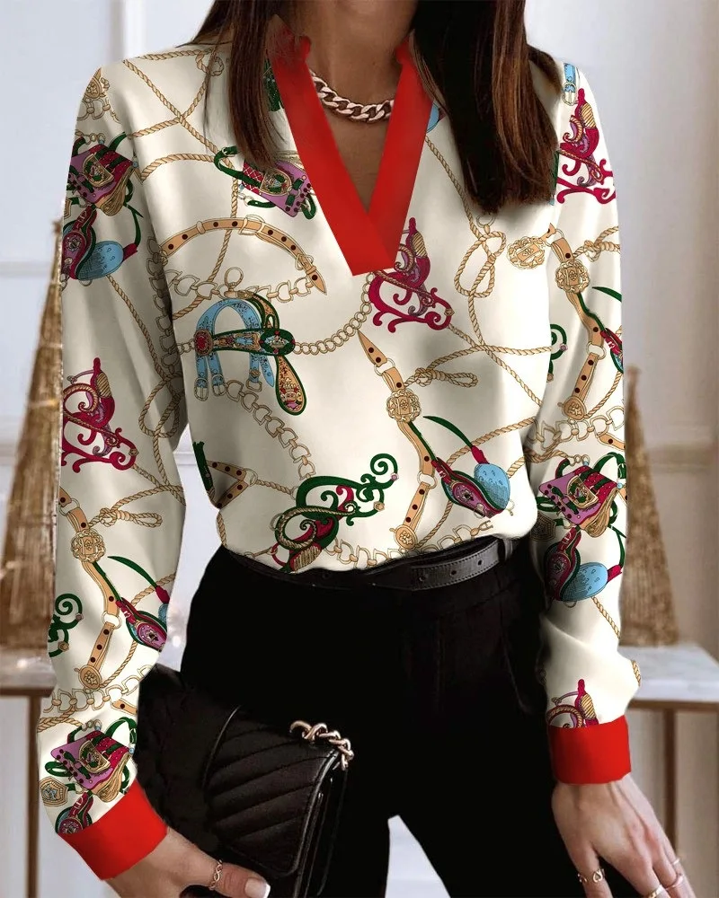 England Style Women Pullover Shirt Letter Flower Chian Print Blouse V-Neck Long Sleeve Spring Autumn Casual Loose Pullovers Tops
England Style Women Pullover Shirt Letter Flower Chian Print Blouse V-Neck Long Sleeve Spring Autumn Casual Loose Pullovers Tops