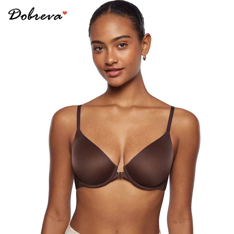 

Women's Mesh Front Closure Bras Demi Plunge Supportive Comfortable Seamless Underwire Unlined Sheer Bras