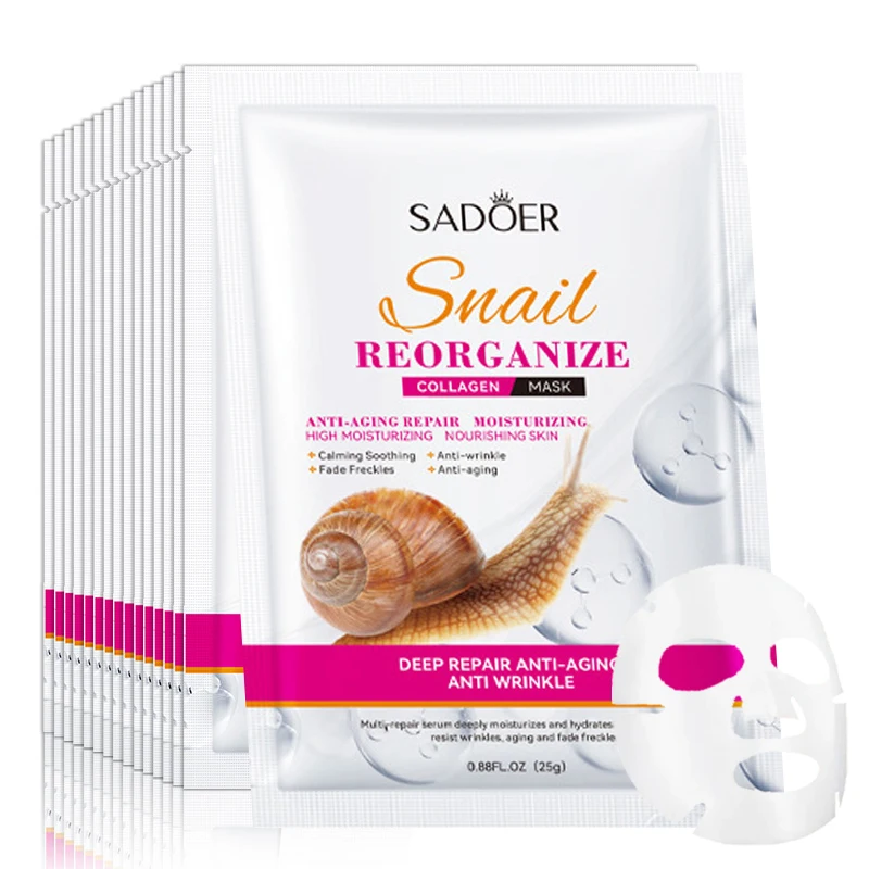 10pcs Snail Collagen Face Mask Firming Moisturizing Brightening Facial Masks Beauty Face Skin Care Products
10pcs Snail Collagen Face Mask Firming Moisturizing Brightening Facial Masks Beauty Face Skin Care Products