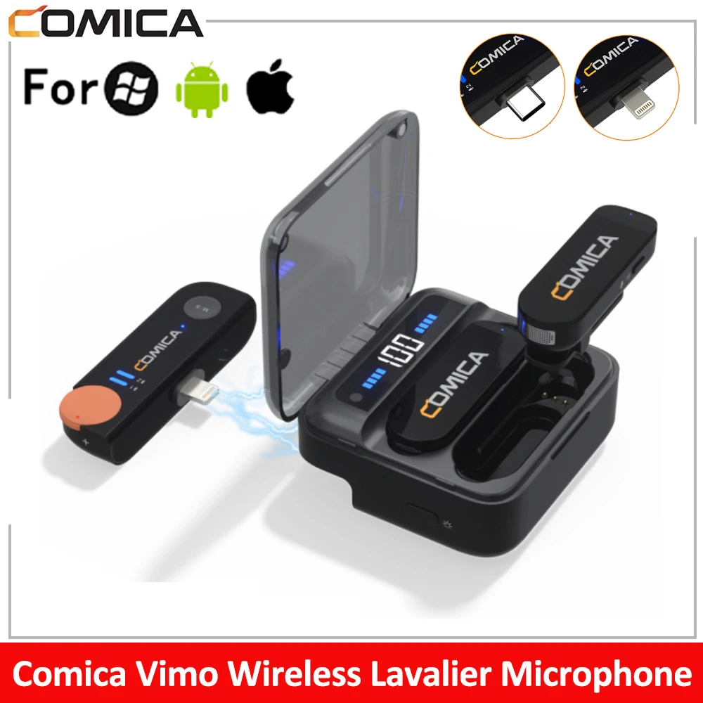 

Comica Vimo S 2.4G Wireless Lavalier Microphone,Compact Wireless Lapel Microphon With Charging Case for iPhone 15 Android phone