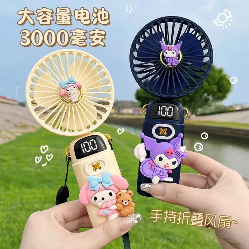 

My Melody Hello Kitty Anime Kawaii Sanrio Mini Silent Fan Cute Cinnamoroll Kuromi Summer Usb Handheld Electric Fan Gifts for Kid