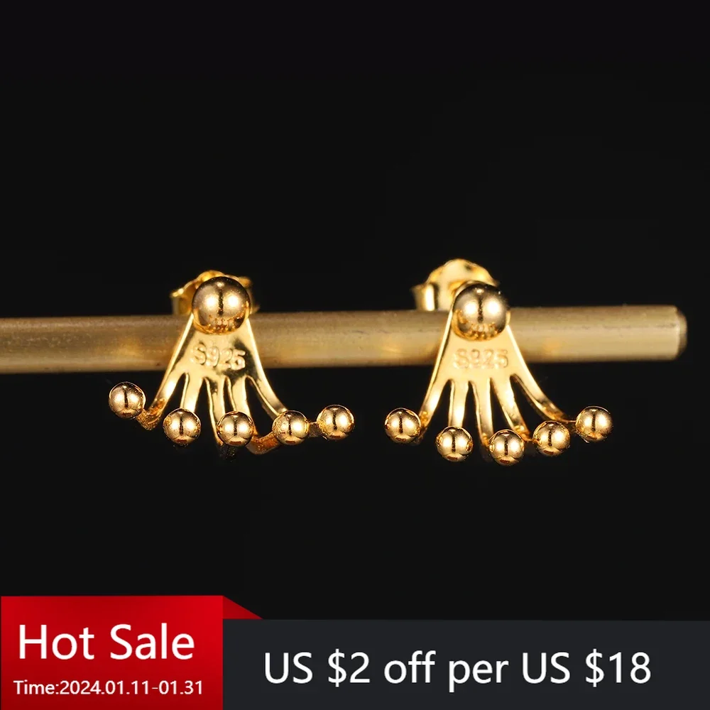 Sterling Silver 925 Fashion Gold Color Fan Design Stud Earring Geometric for Women Men Ins Trendy Punk Fine Jewelry Party Gift
Sterling Silver 925 Fashion Gold Color Fan Design Stud Earring Geometric for Women Men Ins Trendy Punk Fine Jewelry Party Gift