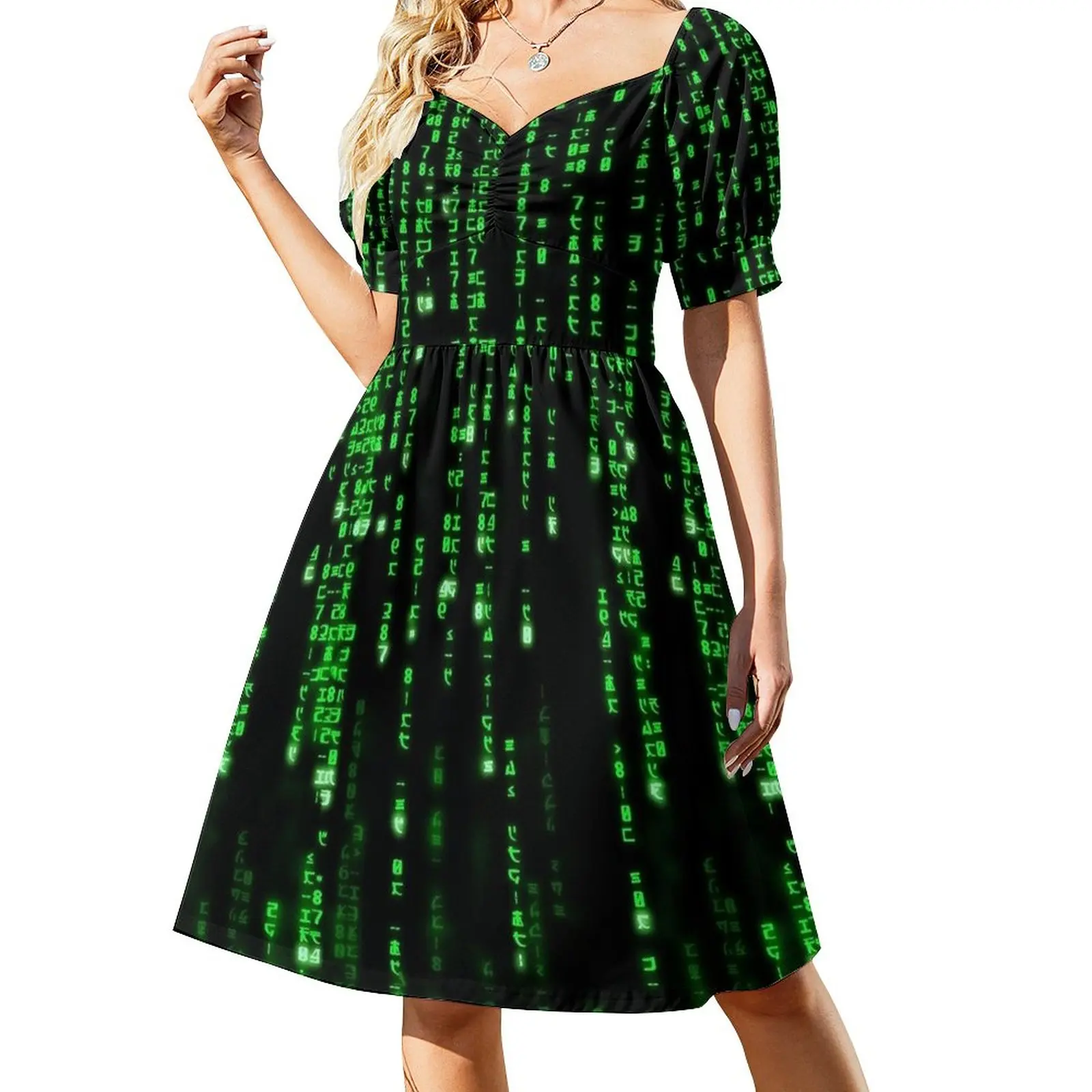 

Binary Code - The Matrix Program Sleeveless Dress Elegant gowns Dance dresses Dress vintage