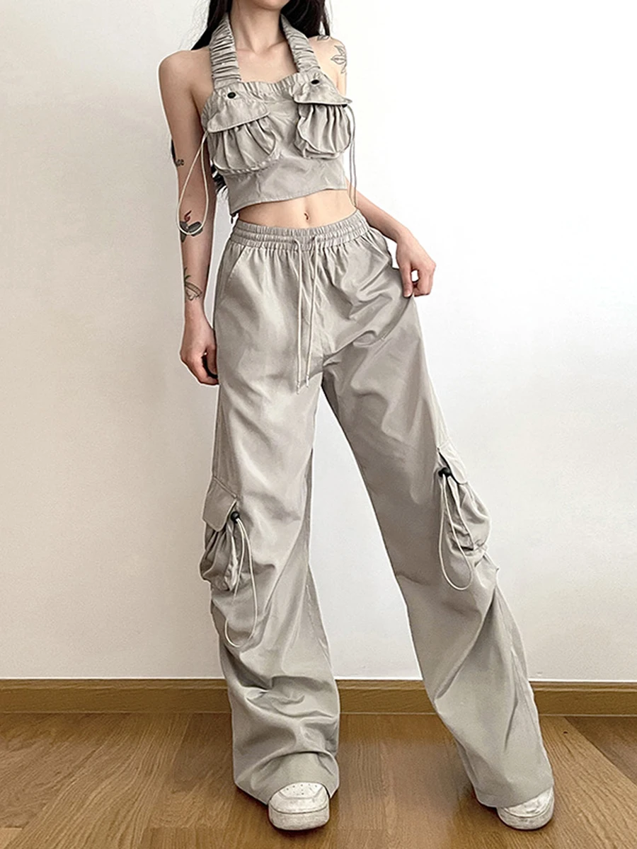 Y2k Women Casual Baggy Wide Leg Cargo Pants Drawstring High Waist Solid Ruched Vintage Retro Pants Long Trousers with Pockets
Y2k Women Casual Baggy Wide Leg Cargo Pants Drawstring High Waist Solid Ruched Vintage Retro Pants Long Trousers with Pockets