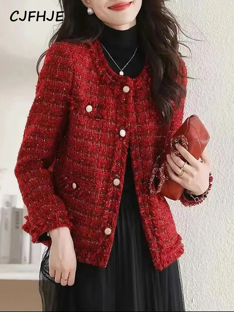 CJFHJE New Red Green Woolen Short Women's Jacket Spring Autumn French Fashion Elegant Popular Female Coat Casacos Chaqueta Mujer
CJFHJE New Red Green Woolen Short Women's Jacket Spring Autumn French Fashion Elegant Popular Female Coat Casacos Chaqueta Mujer