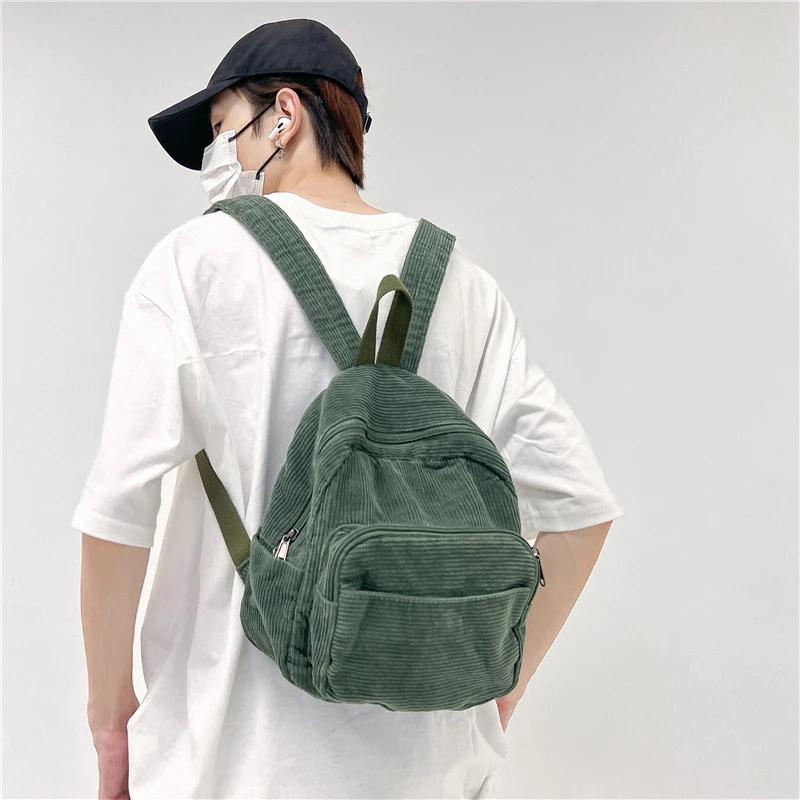 

Corduroy Backpack Y2K Shoulders Bags For Women New Travel Knapsack Solid Packbag Vintage Rucksack Student Mochila Korean Bookbag