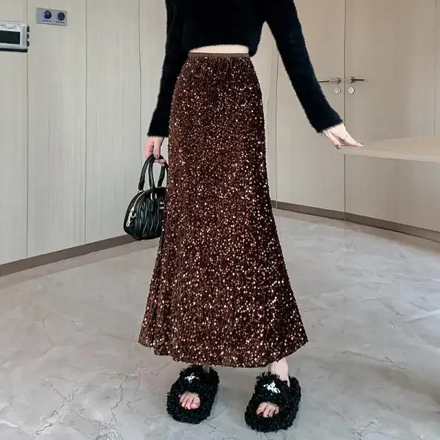 Fashion Elastic High Waist A-line Knitted Skirts for Women Vintage Thickening Pleated Skirt Warm Pants Elegant Long Skirt C11
Fashion Elastic High Waist A-line Knitted Skirts for Women Vintage Thickening Pleated Skirt Warm Pants Elegant Long Skirt C11