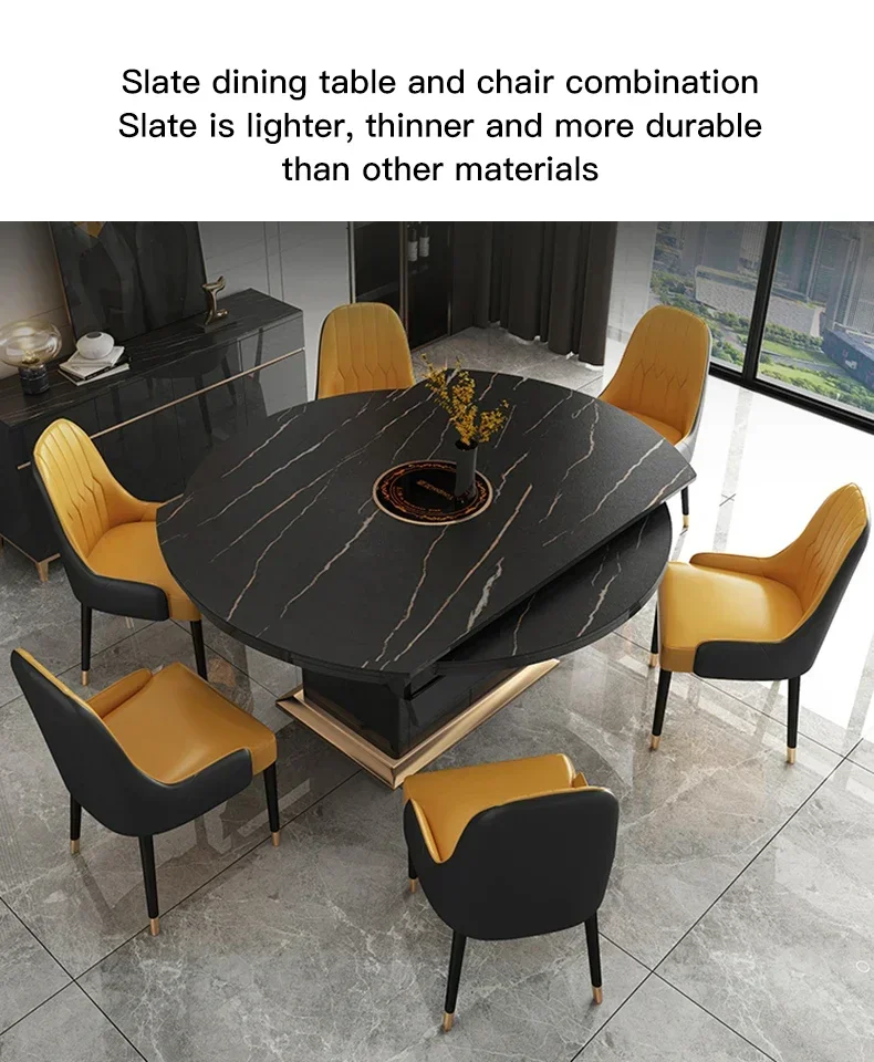 Practical Black And White Rock Plate Long Dinner Table For Small Living Room Home Furniture Set 6 Chairs Loft Inside Practical Black And White Rock Plate Long Dinner Table For Small Living Room Home Furniture Set 6 Chairs Loft Inside