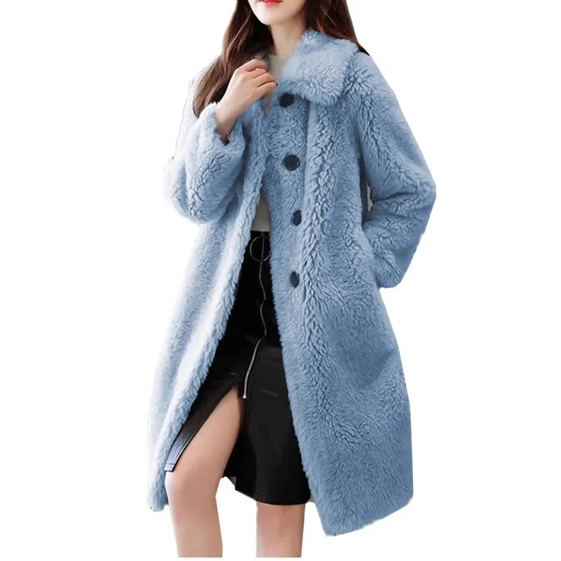 

2024 New Imitation Lambs Wool Shearing Fur Coat Women Winter Fashion Granulated Sheep Jacket Female Loose Overcoat Ladies W107