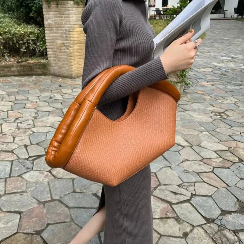 

2024 New Cotton-filled Handbag Fan-shaped Composite Bag Luxury Designer Handbags For Women Shoulder Crossbody Basket Bags Tote