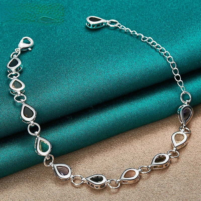 New 925 Sterling Silver Water Drop Colored Zircon Bracelet Chain For Women Wedding Engagement Jewelry Bracelets Bangle For Women
New 925 Sterling Silver Water Drop Colored Zircon Bracelet Chain For Women Wedding Engagement Jewelry Bracelets Bangle For Women