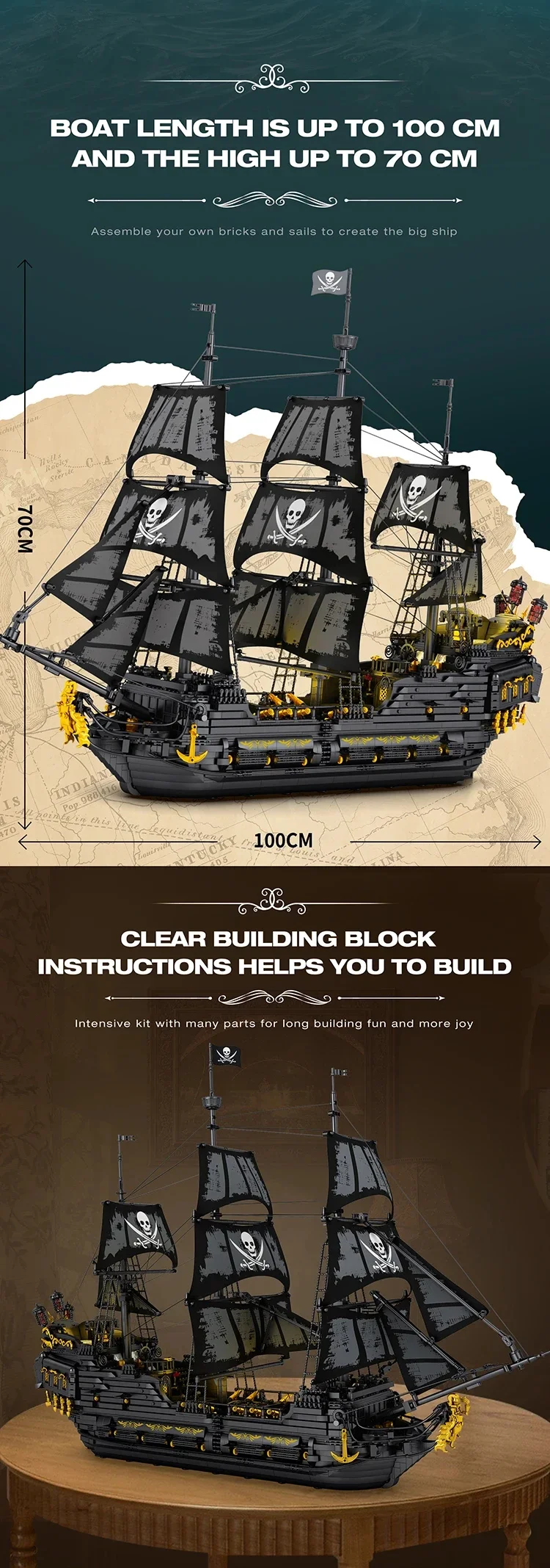4708PCS Black Pearl Pirate Ship Model Building Blocks Movie Skeleton Adventure Boat Assembly Bricks Set Kids Toys Birthday Gifts 4708PCS Black Pearl Pirate Ship Model Building Blocks Movie Skeleton Adventure Boat Assembly Bricks Set Kids Toys Birthday Gifts