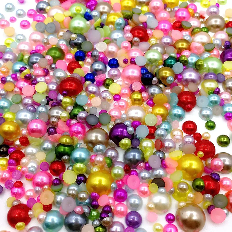 

50-1000PCS ABS Acrylic Half Round Imitation Pearl 3/4/5/6/8/10/12/14mm Flatback Pearls Beads DIY Craft Jewelry Making Embellish