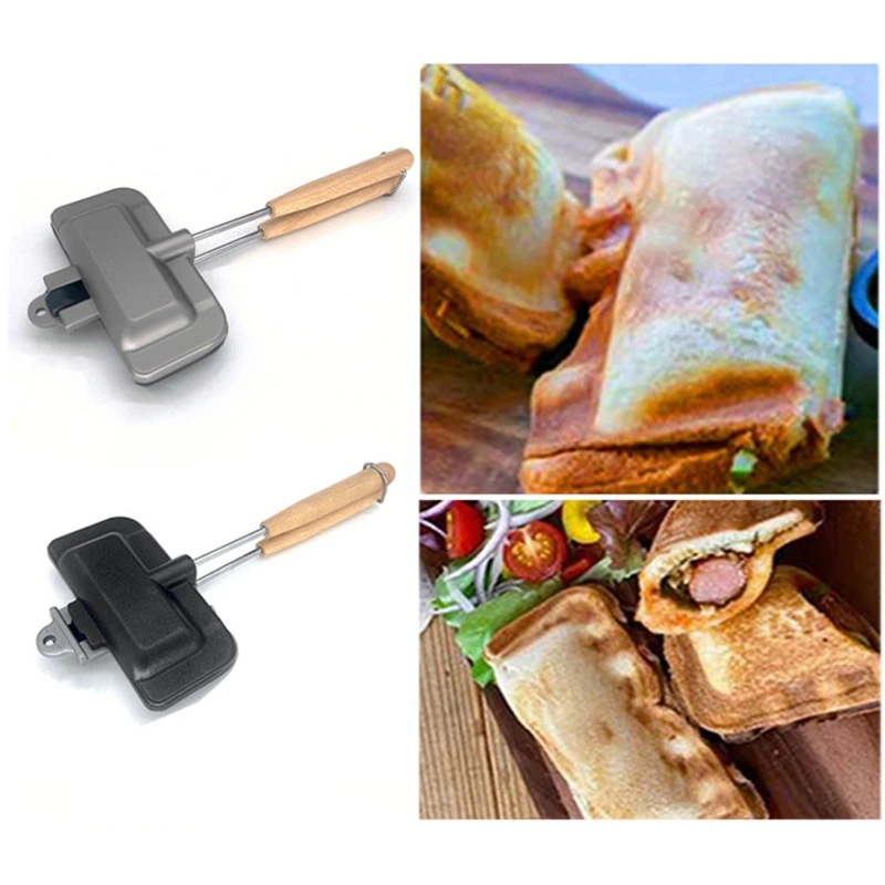 

Double-Sided Sandwich Pan Non-Stick Foldable Grill Frying Pan Hotdog Fit For Bread Toast Breakfast Machine Pancake Maker