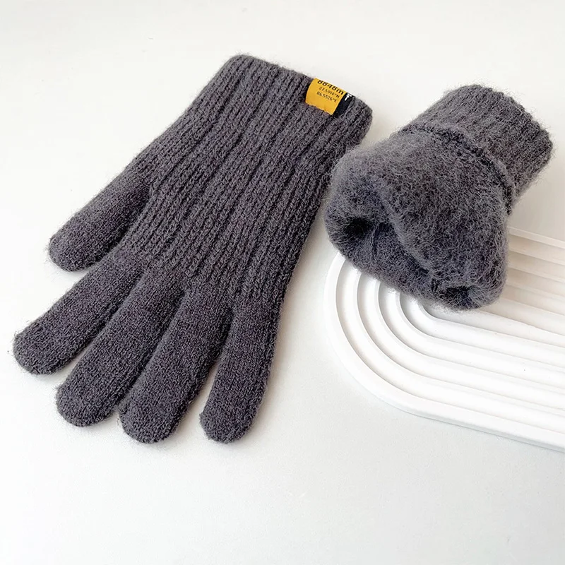 

Велосипедные перчатки, эластичные вязаные теплые перчатки с открытыми пальцами для сенсорных экранов, зимние плотные плюшевые перчатки с закрытыми пальцами для любителей велоспорта