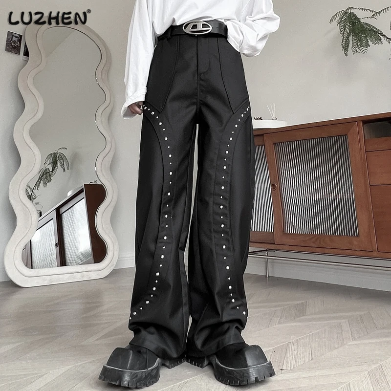 LUZHEN Men's Casual Pants Metal Rivet Spliced Streetwear Korean Style Male Straight Trousers High Street Autumn Chic New 34712f
LUZHEN Men's Casual Pants Metal Rivet Spliced Streetwear Korean Style Male Straight Trousers High Street Autumn Chic New 34712f