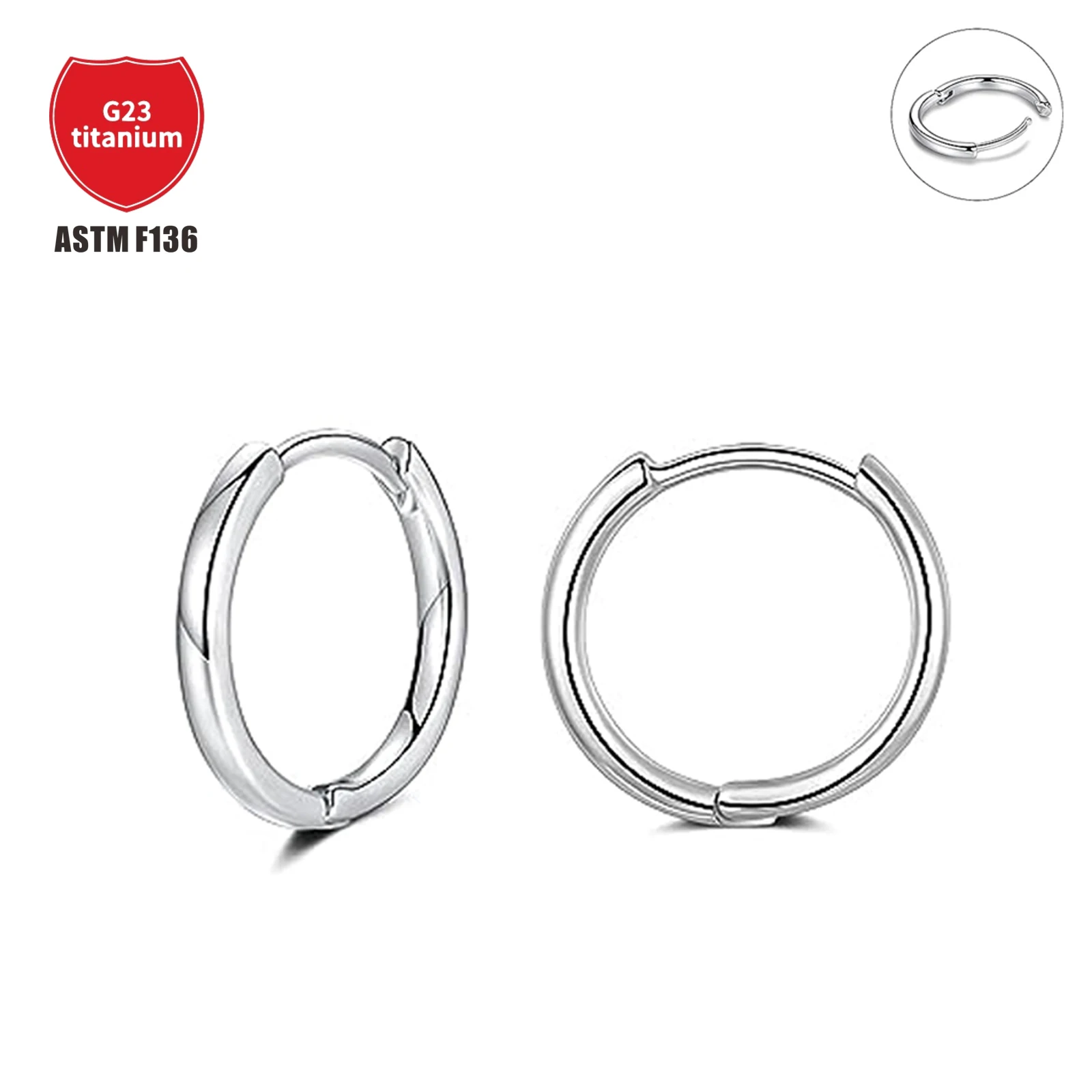 Серьги F136 из титанового сплава без шпильки, тонкие полированные простые серьги в европейском и американском стиле, серьги для пирсинга, ювелирные изделия
