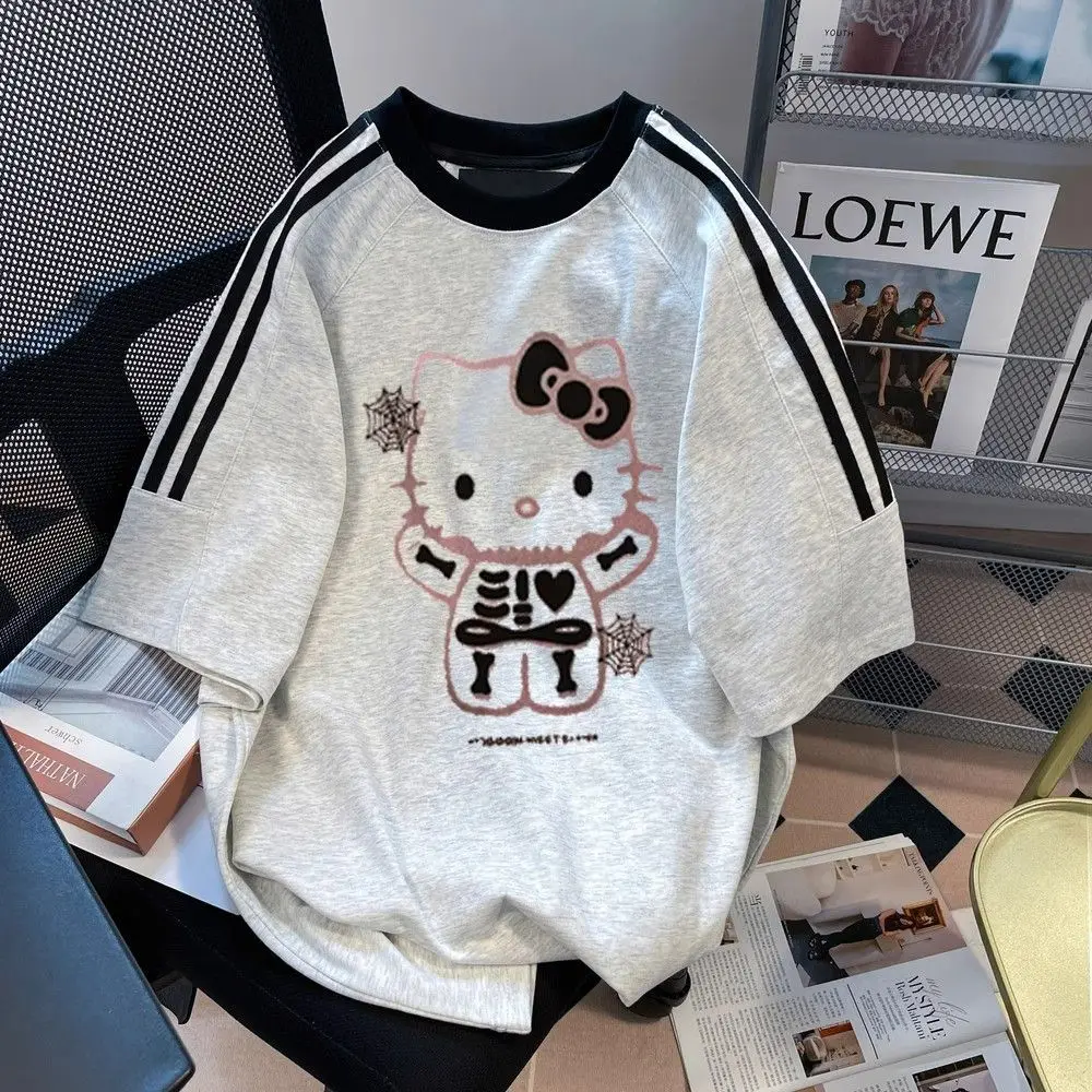 Футболка Sanrio женская с коротким рукавом, Свободный Топ из чистого хлопка с принтом Hello Kitty, оверсайз, одежда для подарка, на лето
Футболка Sanrio женская с коротким рукавом, Свободный Топ из чистого хлопка с принтом Hello Kitty, оверсайз, одежда для подарка, на лето