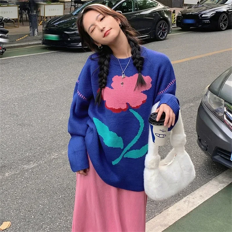Preppy Style Women O-Neck Pullove Sweet Floral Knitted Sweaters Casual Loose Warm Jumpers Autumn Winter Fashion Streetwear
Preppy Style Women O-Neck Pullove Sweet Floral Knitted Sweaters Casual Loose Warm Jumpers Autumn Winter Fashion Streetwear