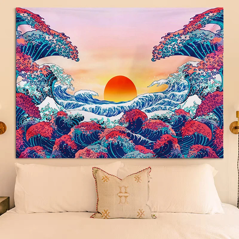 

The Great Wave Wall Tapestry Bedroom Decoration Home Decorative Aesthetic Headboards Kawaii Room Decor Tapestries Decors Hanging