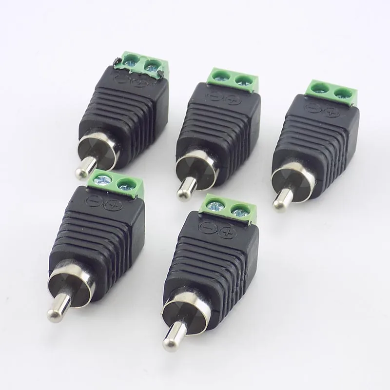 

5pcs/lot CCTV Phono RCA Male Plug TO AV Terminal Connector Video AV Speaker Wire Cable To Audio Male RCA Connector Adapter