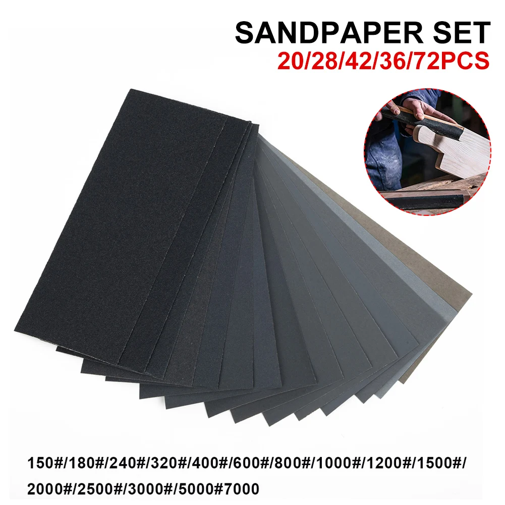 20/28/42/36Pcs Car Polishing Wet Dry Sandpaper Sheets 120 to 7000 Grit Coarse Fine Sand Paper for Woodworking Metal Polishing
20/28/42/36Pcs Car Polishing Wet Dry Sandpaper Sheets 120 to 7000 Grit Coarse Fine Sand Paper for Woodworking Metal Polishing