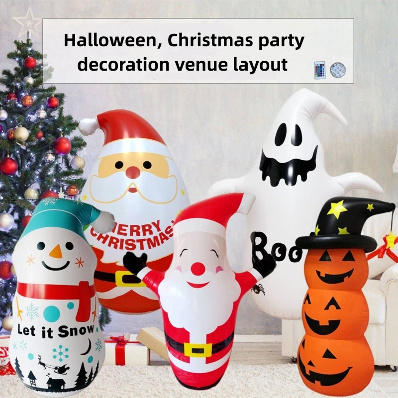 

1.2m Pvc Christmas Party Tumbler Halloween Pumpkin Ghost Old Man Snowman Inflatable Tumbler Home Decoration Lighting Props Fun